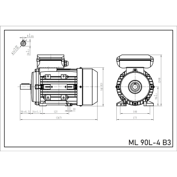 Silnik elektryczny jednofazowy 1,5kW 1400 obr/min. 90 B3